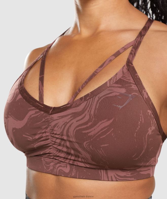 Gymshark soutien-gorge de sport gs power imprimé marron cerise femmes 6HF28221