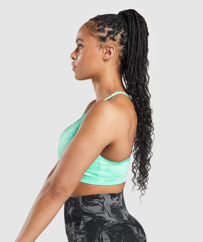 Gymshark soutien-gorge de sport gs power imprimé turquoise vif femmes 6HF28187
