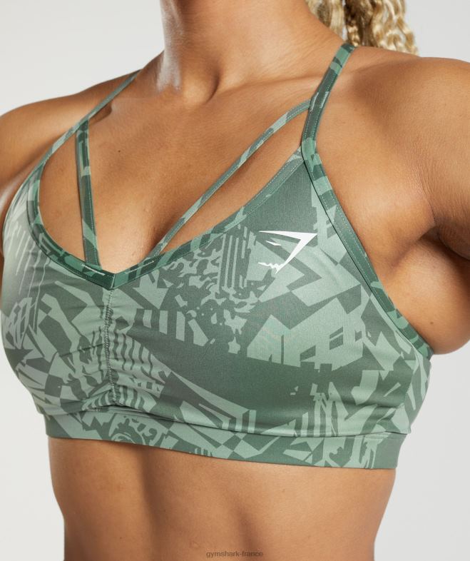 Gymshark soutien-gorge de sport gs power imprimé vert sauge femmes 6HF28148