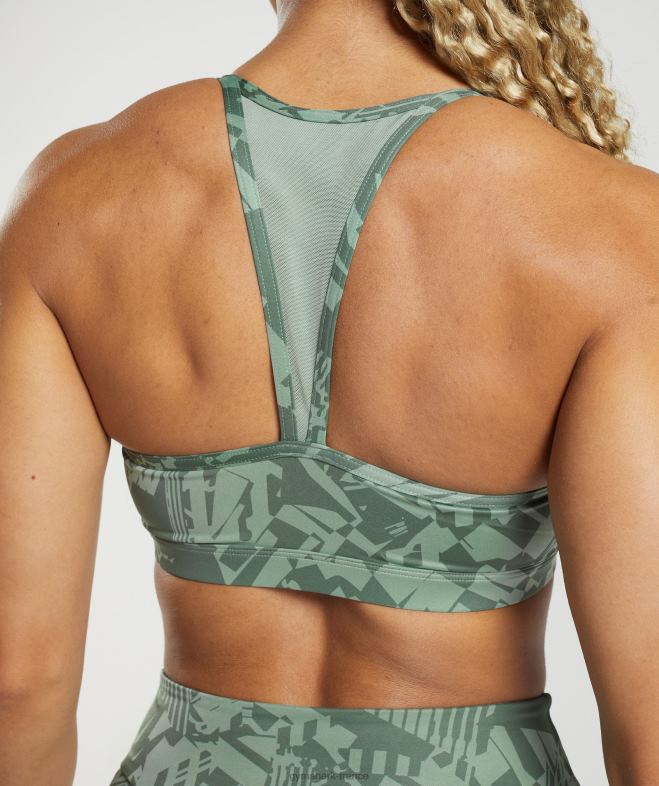 Gymshark soutien-gorge de sport gs power imprimé vert sauge femmes 6HF28148
