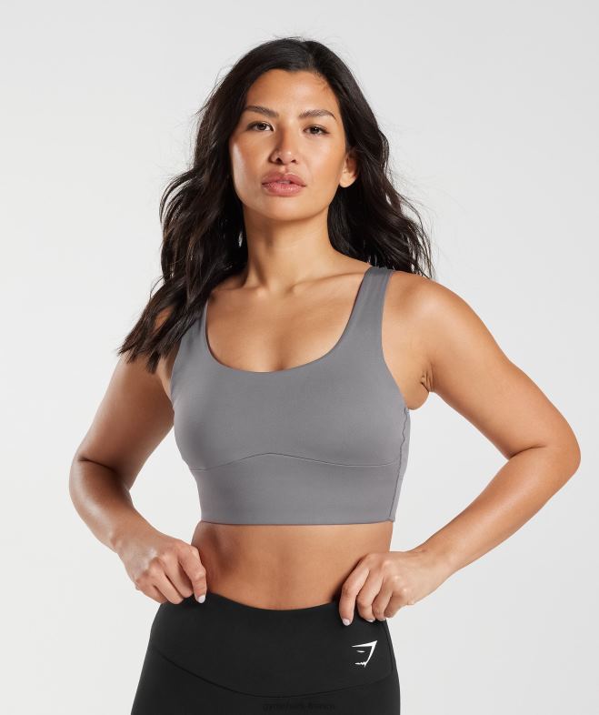 Gymshark soutien-gorge de sport long gris titane femmes 6HF28167