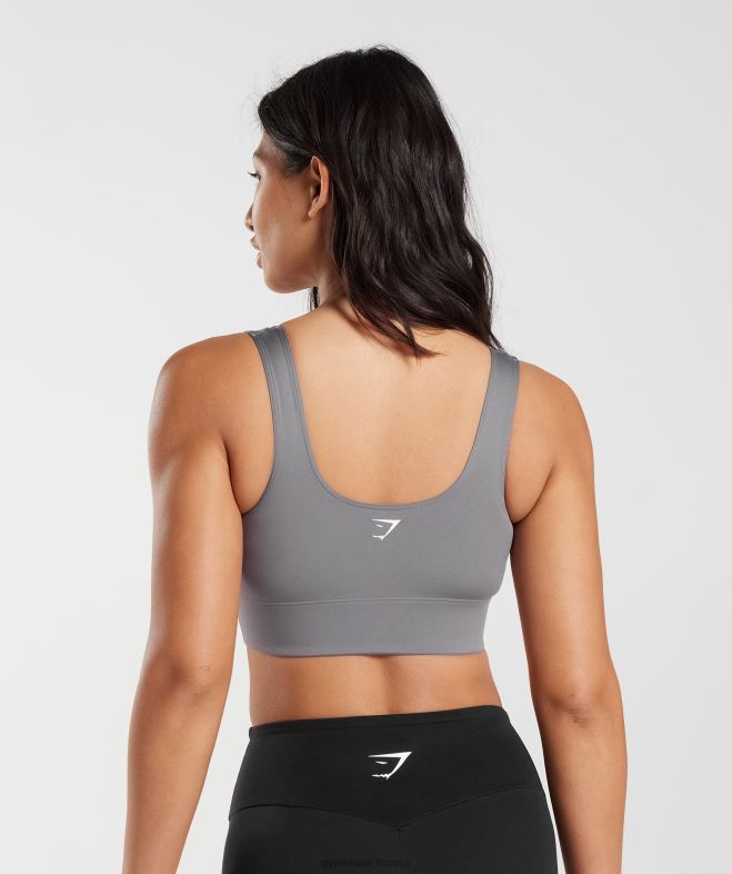 Gymshark soutien-gorge de sport long gris titane femmes 6HF28167