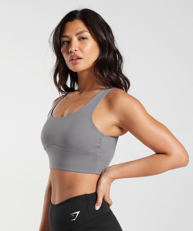 Gymshark soutien-gorge de sport long gris titane femmes 6HF28167