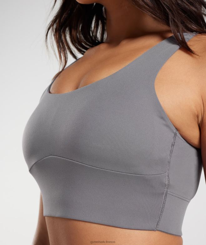 Gymshark soutien-gorge de sport long gris titane femmes 6HF28167