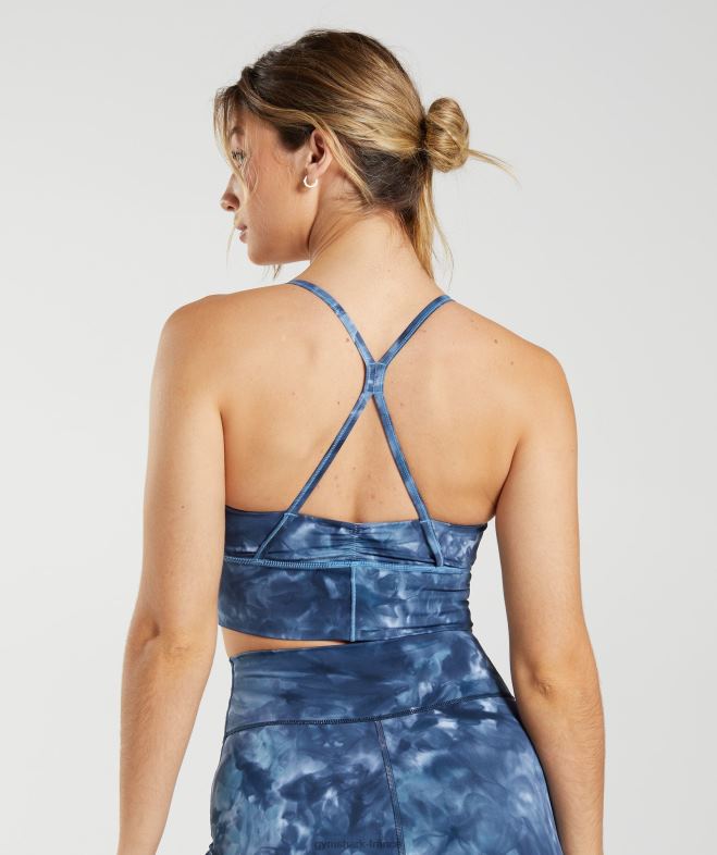 Gymshark soutien-gorge de sport long rehausseur colorant en spray bleu au bord du lac femmes 6HF28172