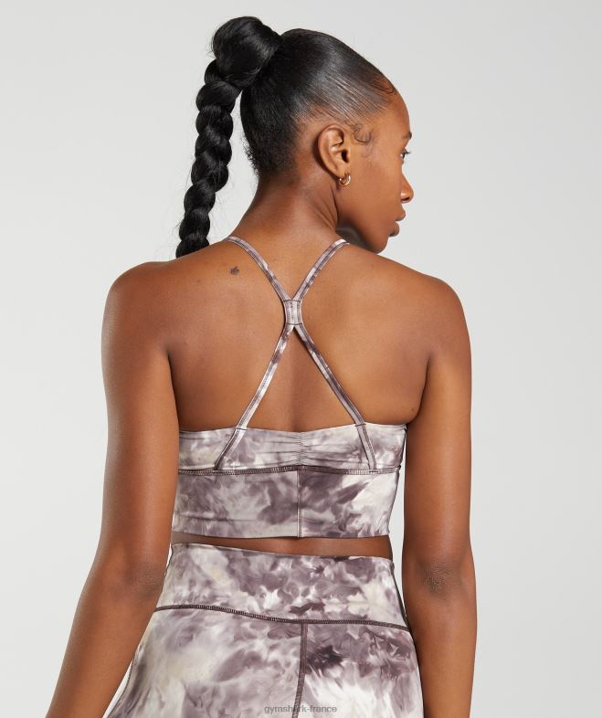 Gymshark soutien-gorge de sport long rehausseur colorant en spray brun ciment femmes 6HF28164