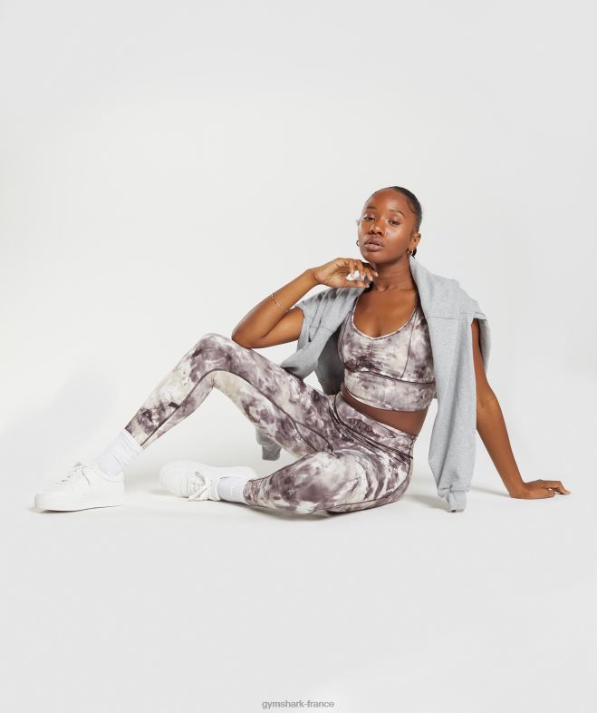 Gymshark soutien-gorge de sport long rehausseur colorant en spray brun ciment femmes 6HF28164