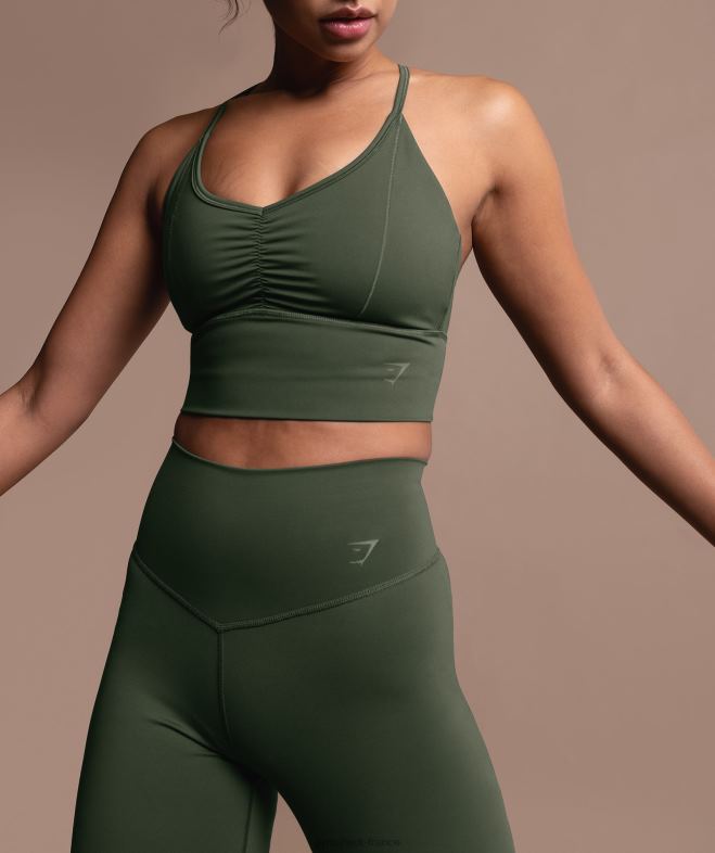 Gymshark soutien-gorge de sport long rehausseur olive mousse femmes 6HF28157