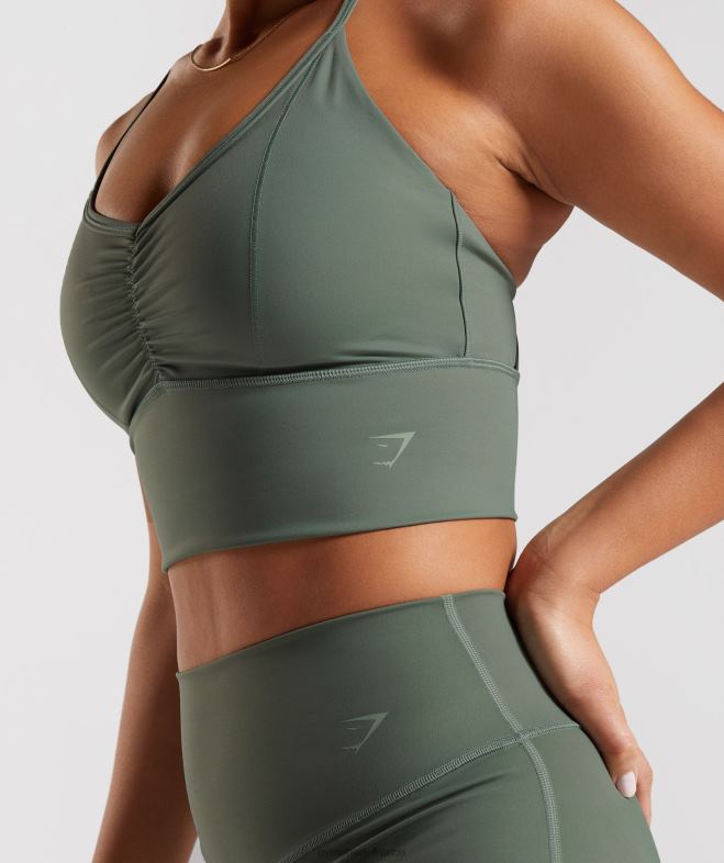 Gymshark soutien-gorge de sport long rehausseur saule vert femmes 6HF28123