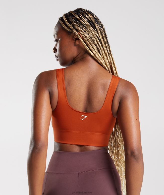 Gymshark soutien-gorge de sport long rouge brique femmes 6HF28142