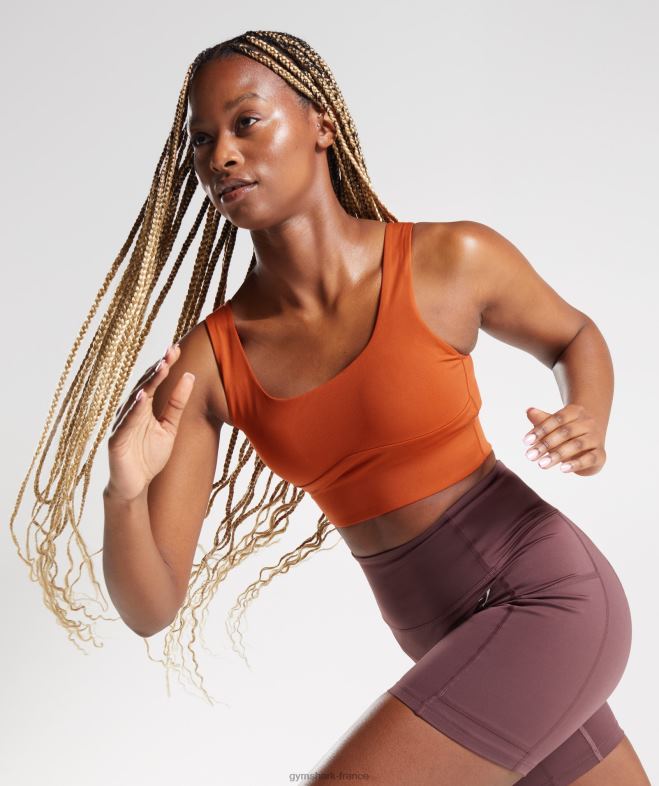 Gymshark soutien-gorge de sport long rouge brique femmes 6HF28142