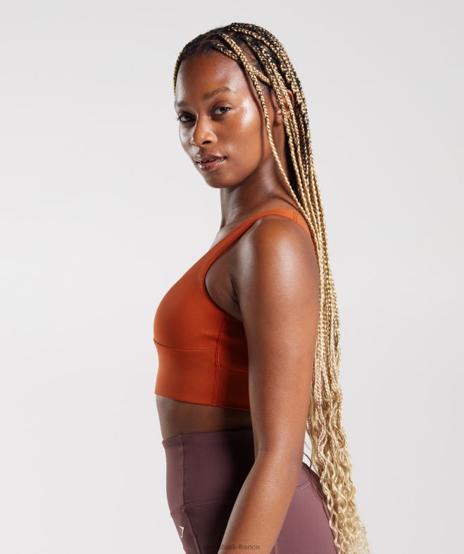 Gymshark soutien-gorge de sport long rouge brique femmes 6HF28142