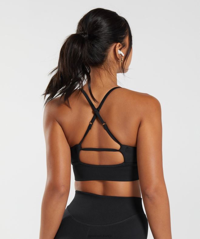 Gymshark soutien-gorge de sport long sans coutures noir femmes 6HF28113