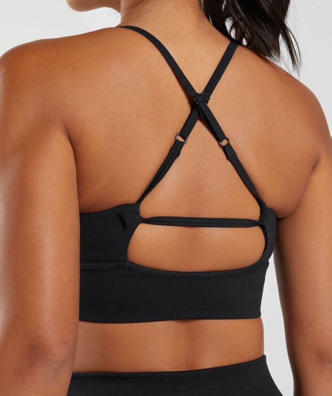 Gymshark soutien-gorge de sport long sans coutures noir femmes 6HF28113