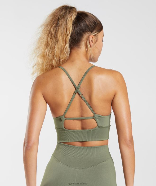 Gymshark soutien-gorge de sport long sans coutures olive poussiéreuse femmes 6HF28121