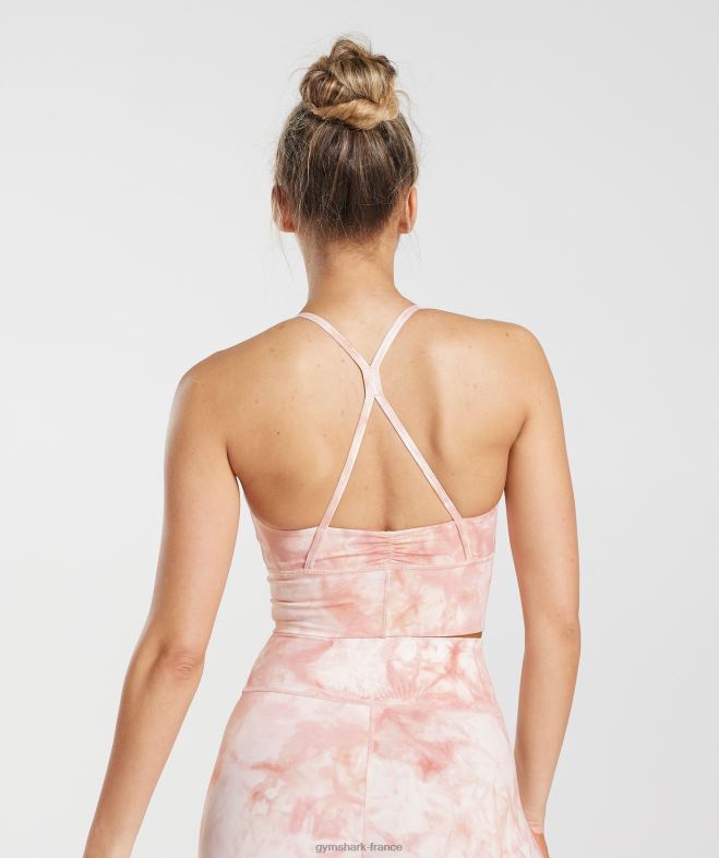 Gymshark soutien-gorge de sport long à teinture par pulvérisation Elevate blanc/rose brumeux/rose scandi femmes 6HF28133