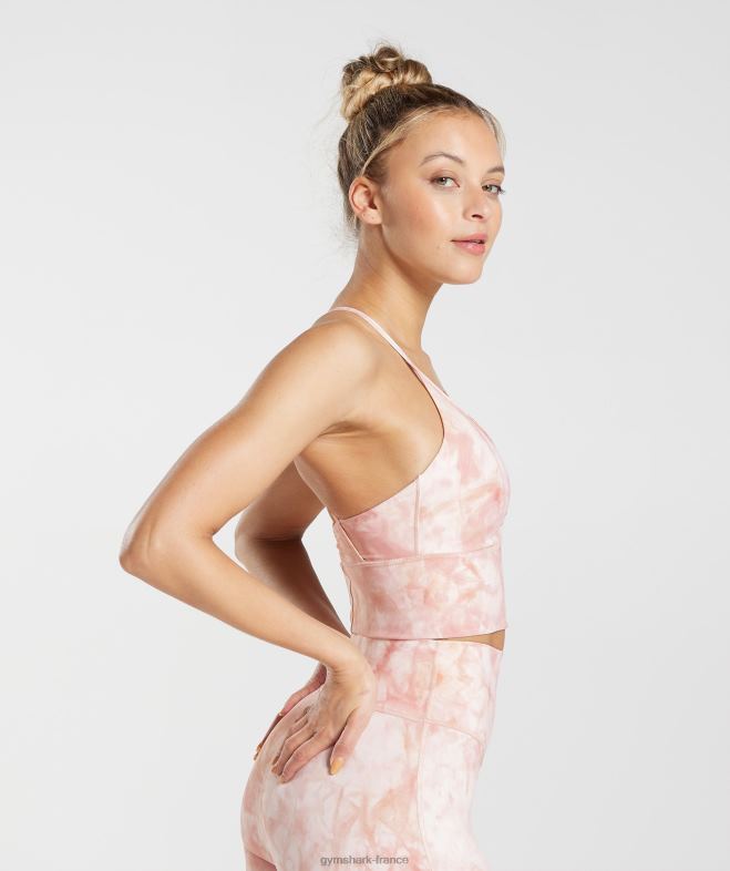 Gymshark soutien-gorge de sport long à teinture par pulvérisation Elevate blanc/rose brumeux/rose scandi femmes 6HF28133