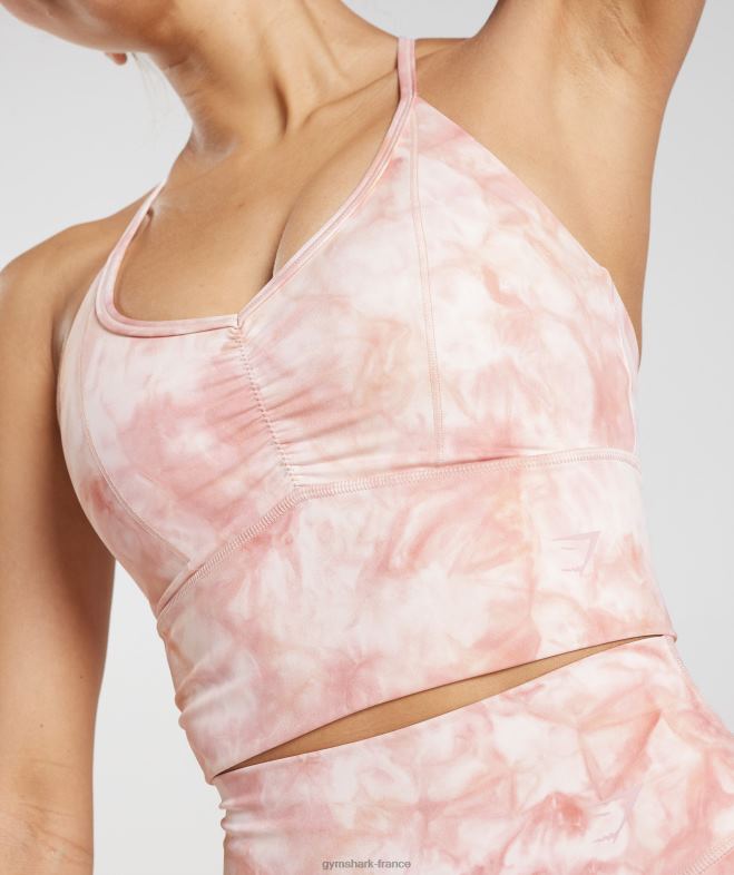 Gymshark soutien-gorge de sport long à teinture par pulvérisation Elevate blanc/rose brumeux/rose scandi femmes 6HF28133