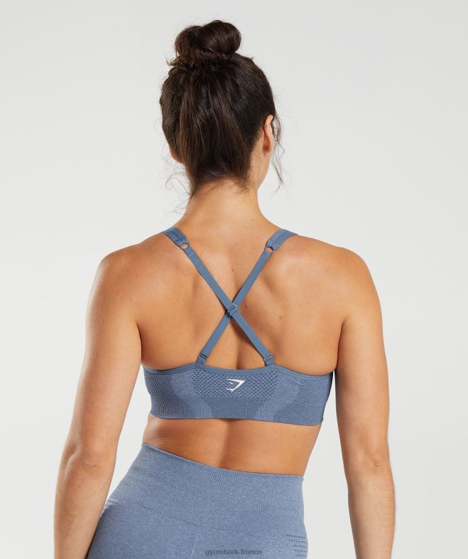 Gymshark soutien-gorge de sport vital sans couture 20 à col en V bleu chiné du soir femmes 6HF28185