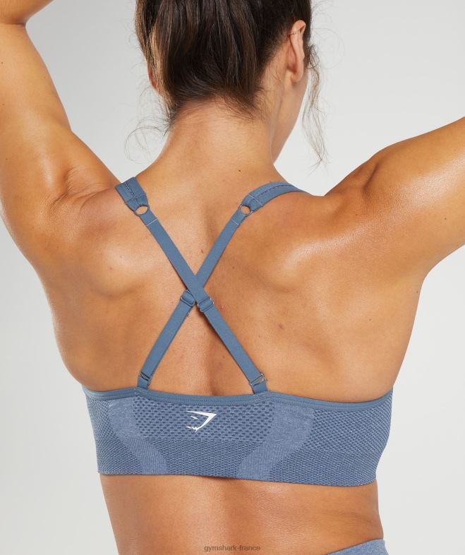 Gymshark soutien-gorge de sport vital sans couture 20 à col en V bleu chiné du soir femmes 6HF28185