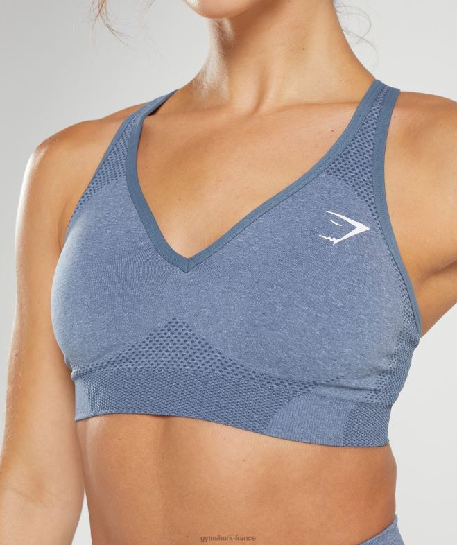 Gymshark soutien-gorge de sport vital sans couture 20 à col en V bleu chiné du soir femmes 6HF28185