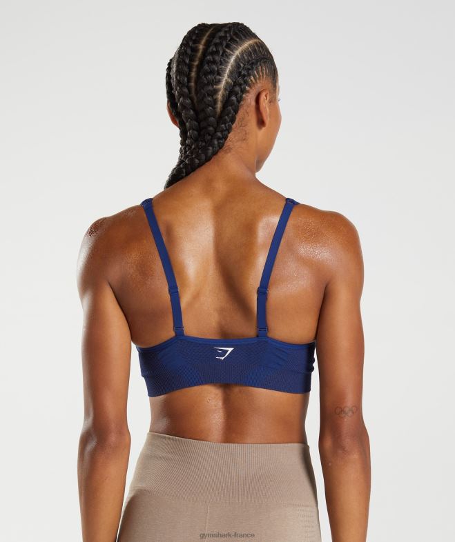 Gymshark soutien-gorge de sport vital sans couture 20 à col en V marne bleu stellaire femmes 6HF28218