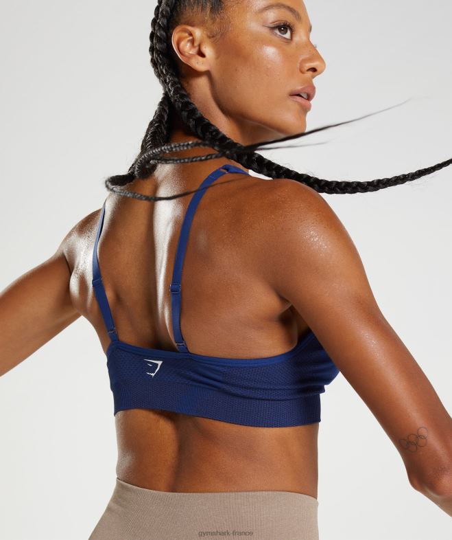 Gymshark soutien-gorge de sport vital sans couture 20 à col en V marne bleu stellaire femmes 6HF28218