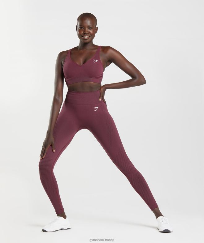 Gymshark soutien-gorge de sport vital sans couture 20 à col en V marne marron cuite femmes 6HF28207