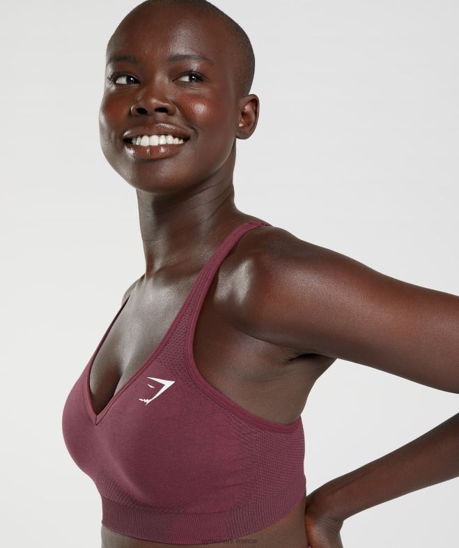 Gymshark soutien-gorge de sport vital sans couture 20 à col en V marne marron cuite femmes 6HF28207