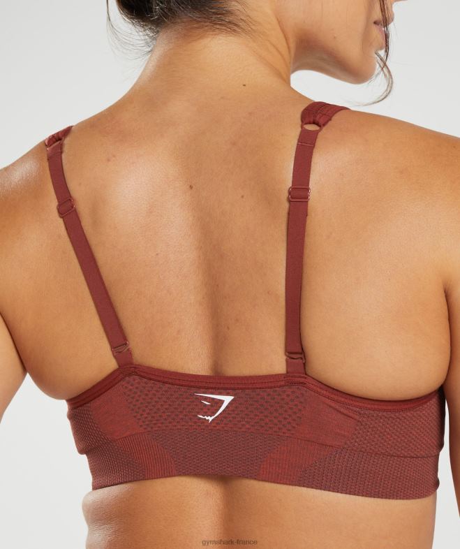 Gymshark soutien-gorge de sport vital sans couture 20 à col en V marne rouge brique femmes 6HF28168