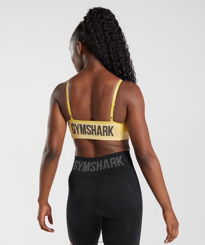 Gymshark soutien-gorge de sport à bretelles flexibles médaillon jaune/blanc chiné femmes 6HF28181