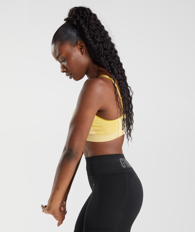 Gymshark soutien-gorge de sport à bretelles flexibles médaillon jaune/blanc chiné femmes 6HF28181