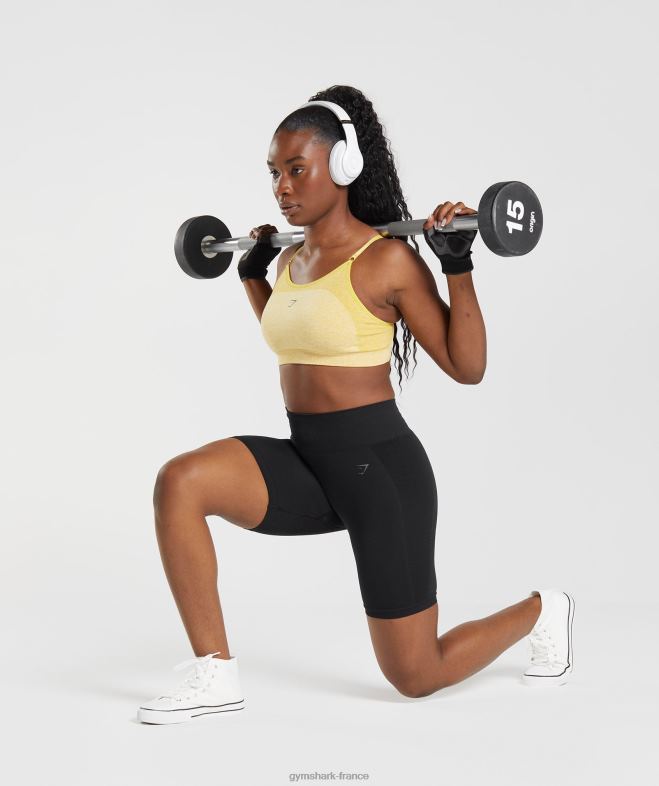 Gymshark soutien-gorge de sport à bretelles flexibles médaillon jaune/blanc chiné femmes 6HF28181