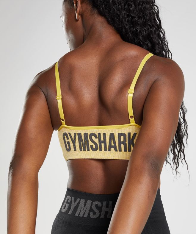 Gymshark soutien-gorge de sport à bretelles flexibles médaillon jaune/blanc chiné femmes 6HF28181