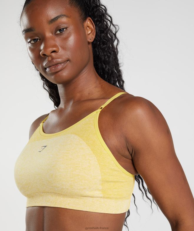 Gymshark soutien-gorge de sport à bretelles flexibles médaillon jaune/blanc chiné femmes 6HF28181