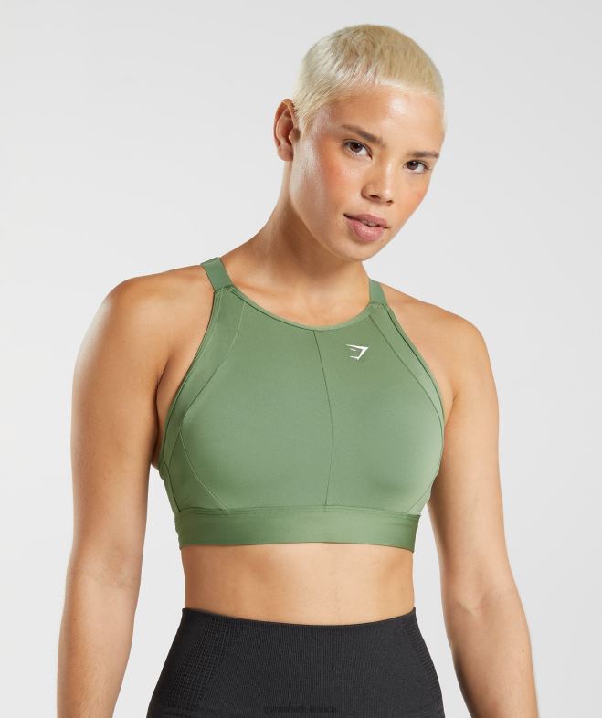Gymshark soutien-gorge de sport à haut maintien et col montant iguane vert femmes 6HF28191
