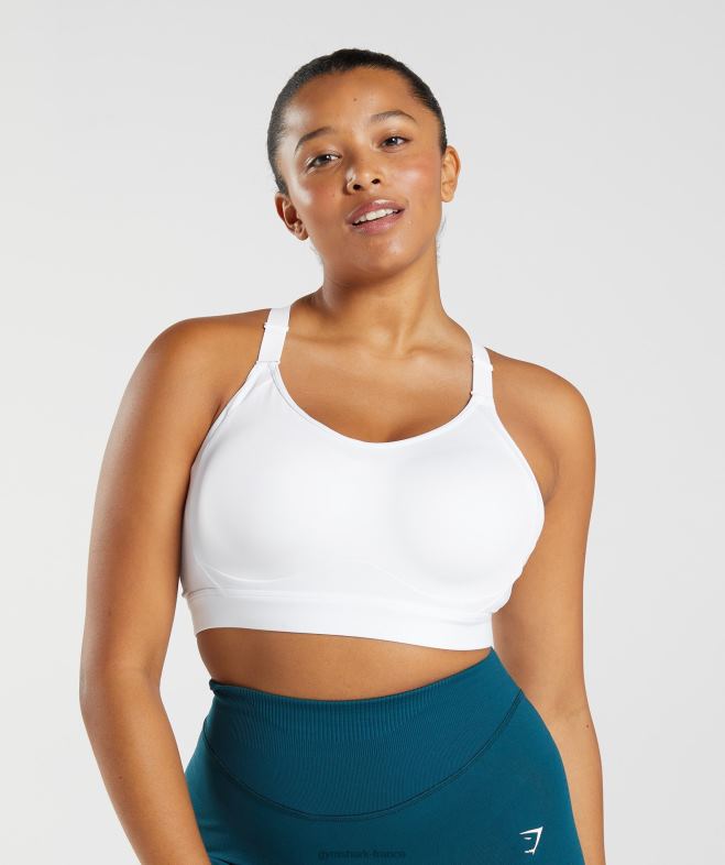 Gymshark soutien-gorge de sport à maintien élevé et dos découpé blanc femmes 6HF28179