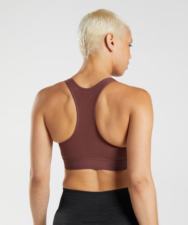 Gymshark soutien-gorge de sport à maintien élevé et dos nageur brun cerise femmes 6HF28160