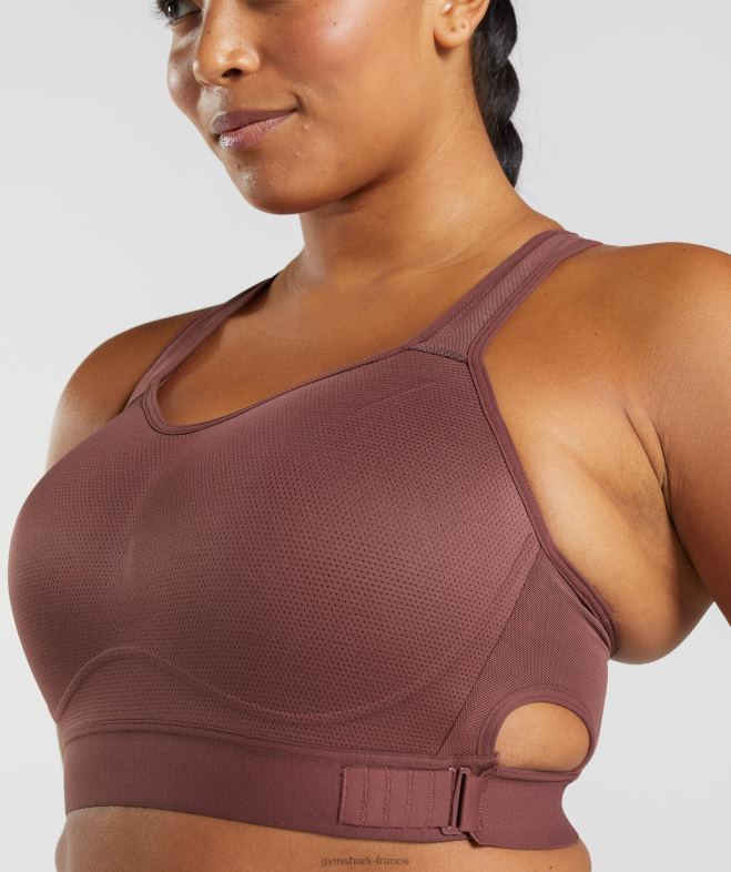 Gymshark soutien-gorge de sport à maintien élevé et dos nageur brun cerise femmes 6HF28160