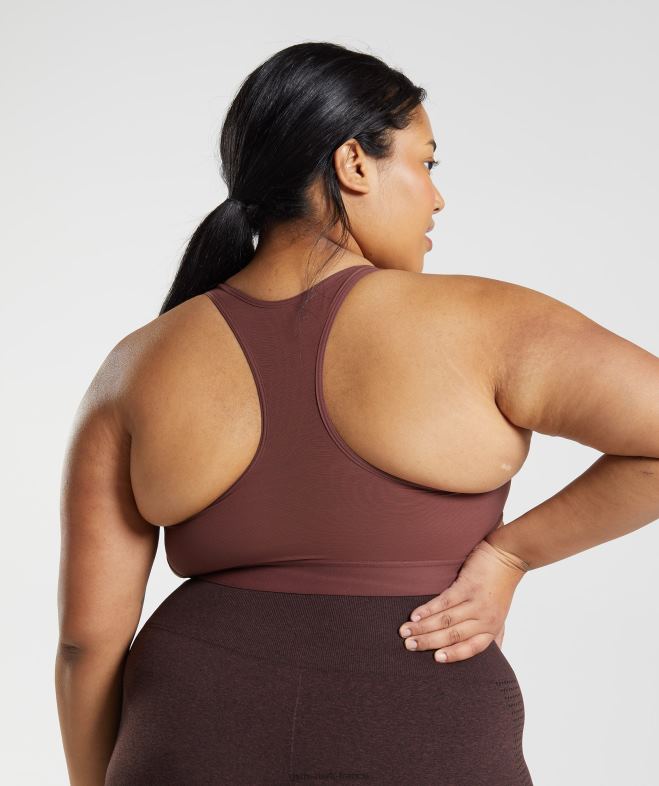 Gymshark soutien-gorge de sport à maintien élevé et dos nageur brun cerise femmes 6HF28160
