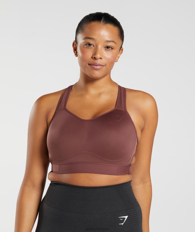 Gymshark soutien-gorge de sport à maintien élevé et dos nageur brun cerise femmes 6HF28160