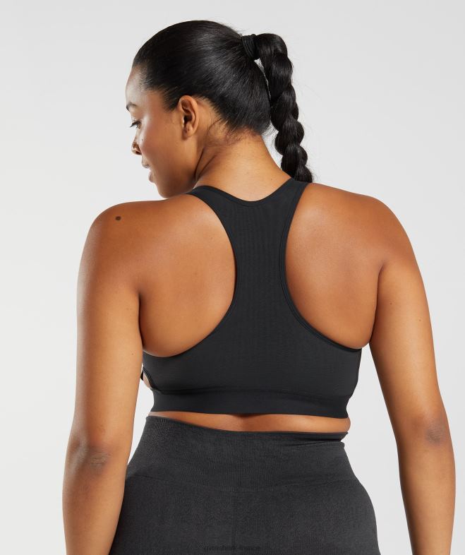 Gymshark soutien-gorge de sport à maintien élevé et dos nageur noir femmes 6HF28147