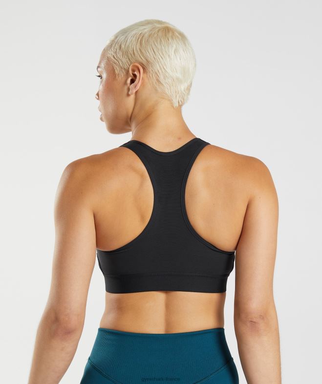 Gymshark soutien-gorge de sport à maintien élevé et dos nageur noir femmes 6HF28147