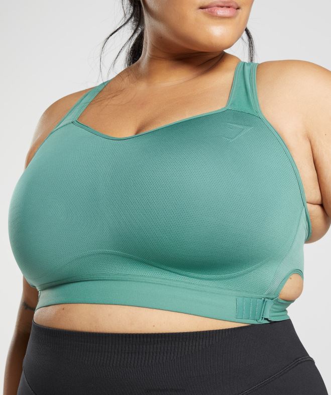 Gymshark soutien-gorge de sport à maintien élevé et dos nageur vert hoya femmes 6HF28178
