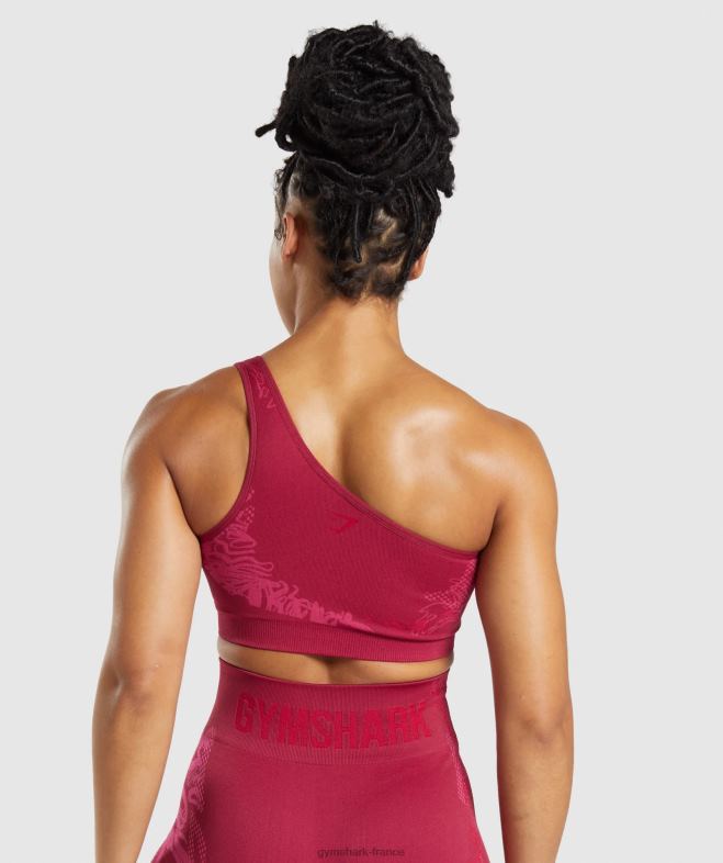 Gymshark soutien-gorge de sport à une épaule sans couture wtflex rose groseille/fuchsia fluo/rose magenta femmes 6HF28213