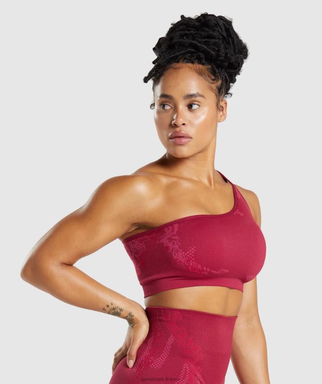 Gymshark soutien-gorge de sport à une épaule sans couture wtflex rose groseille/fuchsia fluo/rose magenta femmes 6HF28213