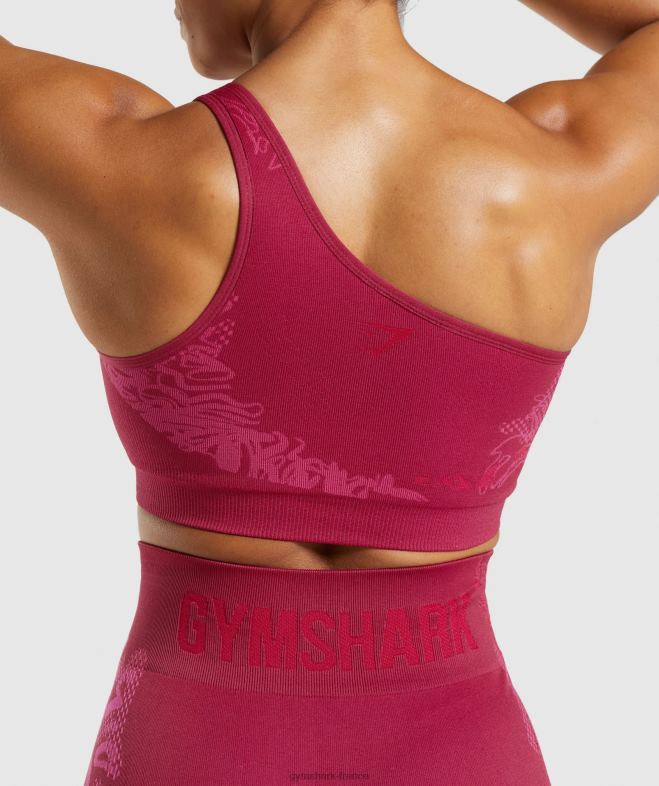 Gymshark soutien-gorge de sport à une épaule sans couture wtflex rose groseille/fuchsia fluo/rose magenta femmes 6HF28213