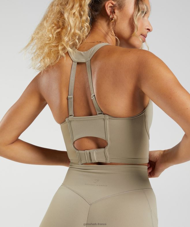 Gymshark soutien-gorge long Whitney brun ciment femmes 6HF28229