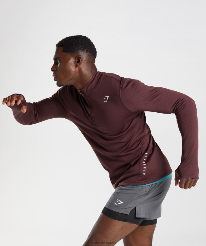 Gymshark sport 1/4 zip marron cuit au four Hommes 6HF28822