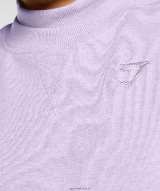 Gymshark sweat-shirt court pour jours de repos aura lilas chiné femmes 6HF28368